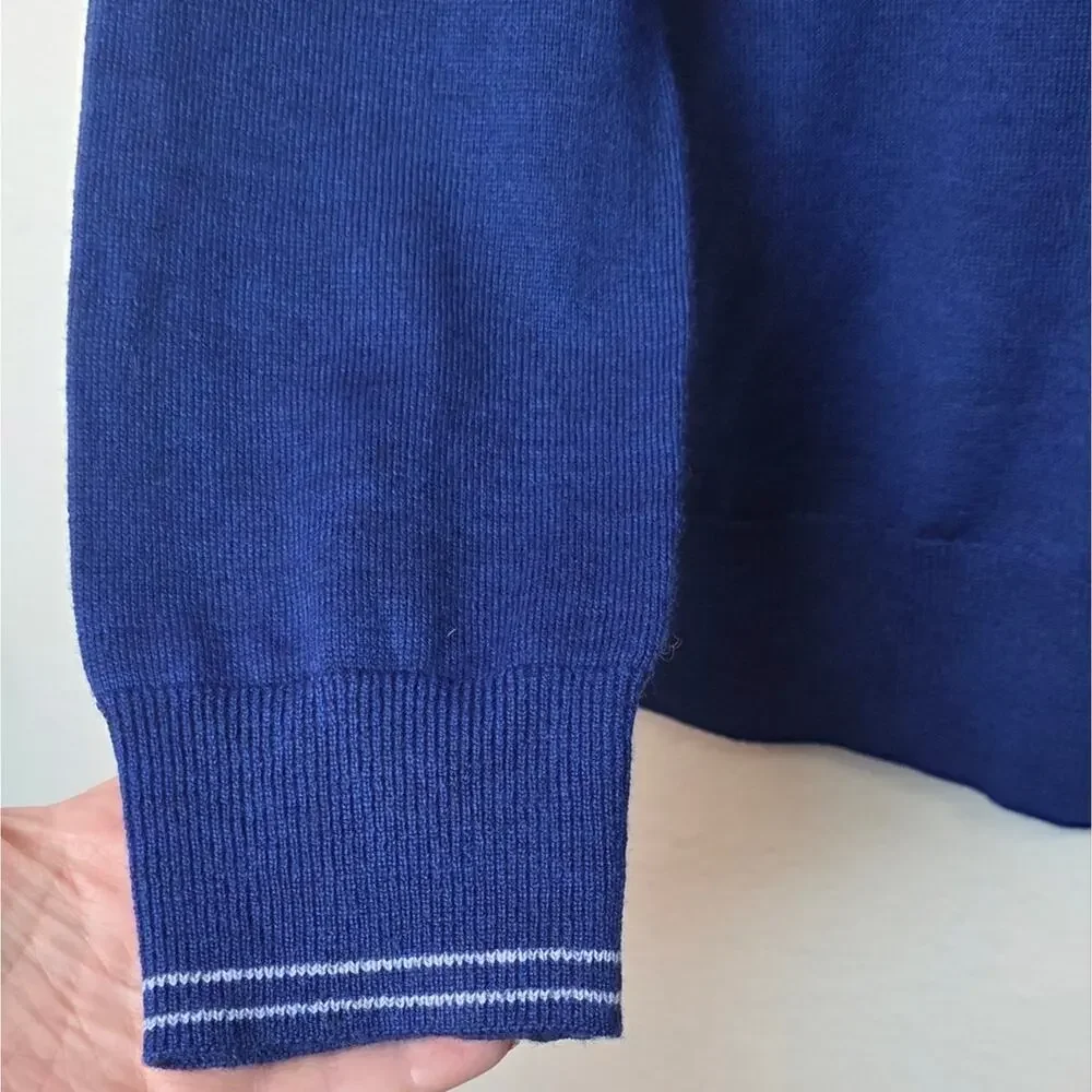🚨NEW BANANA REPUBLIC Blue Merino Wool Blend Slim Fit V Neck Sweater Size Large